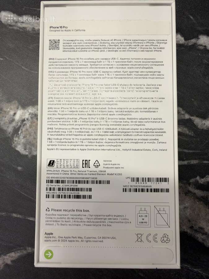 Apple iPhone 16pro 256gb - nuotraukos Nr. 3