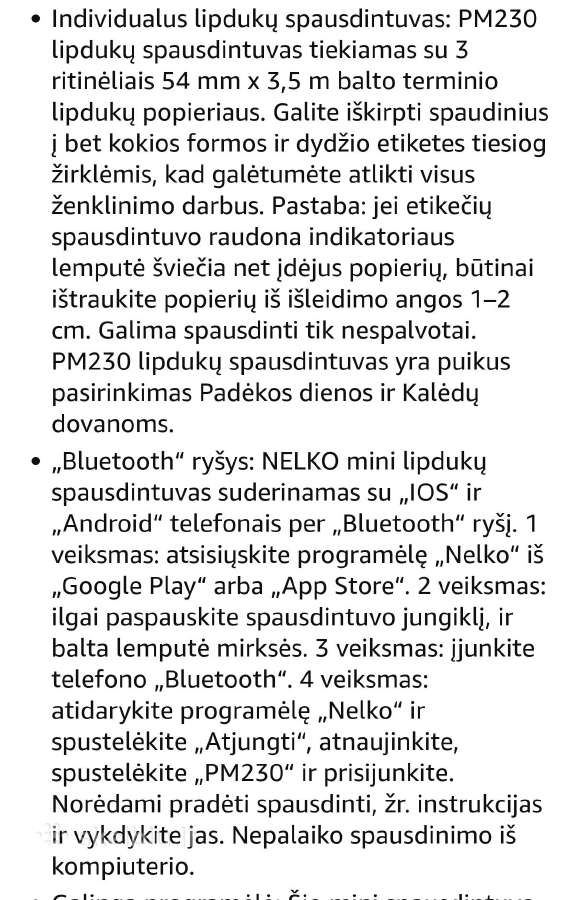 Terminis mini spausdintuvas Nelko Pm 230 - nuotraukos Nr. 4