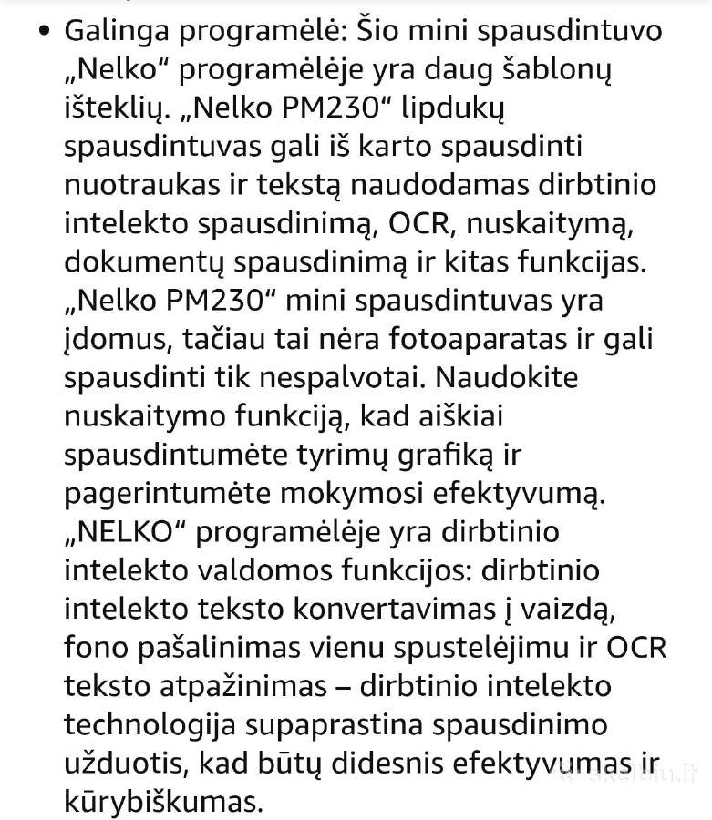 Terminis mini spausdintuvas Nelko Pm 230 - nuotraukos Nr. 5