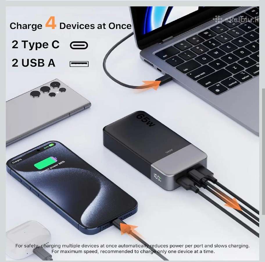 Nešiojamas Įkroviklis (power bank) 65w - nuotraukos Nr. 3