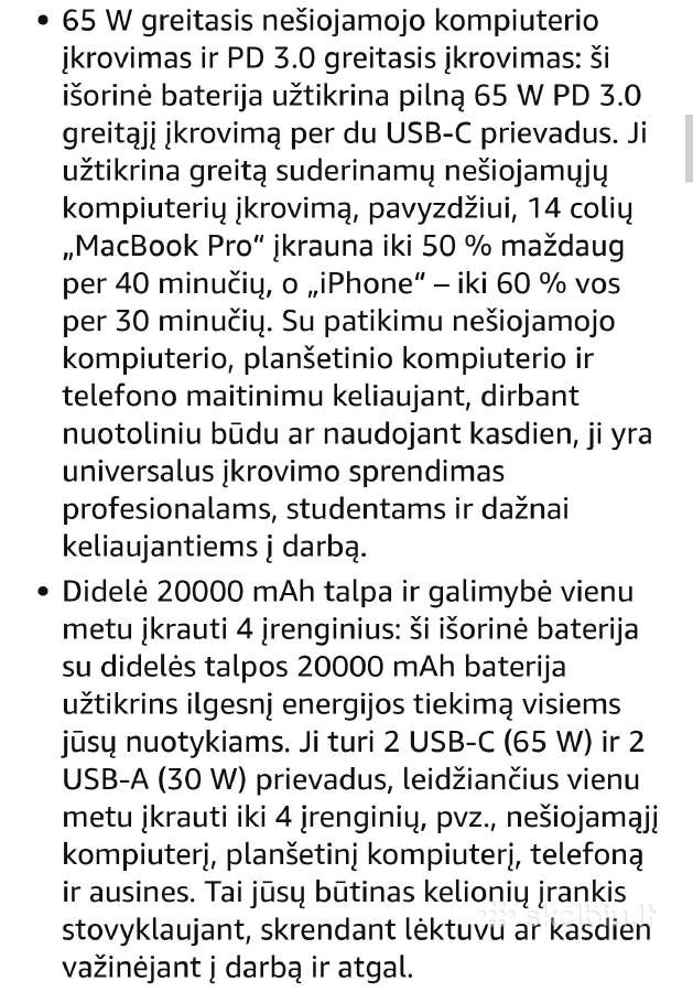 Nešiojamas Įkroviklis (power bank) 65w - nuotraukos Nr. 5