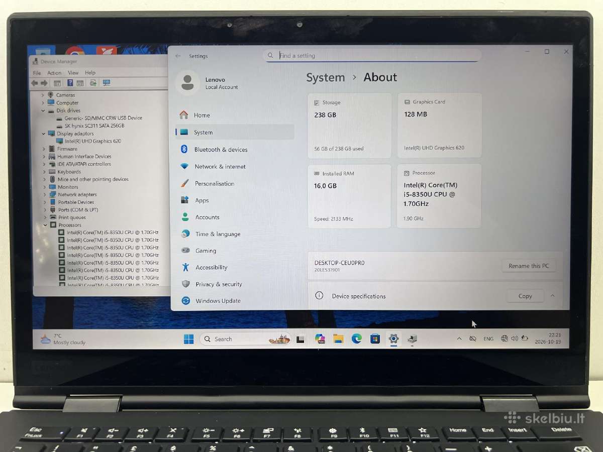 Lenovo thinkpad X1 yoga gen 3 i5/16gb/256gb/qhd - nuotraukos Nr. 3