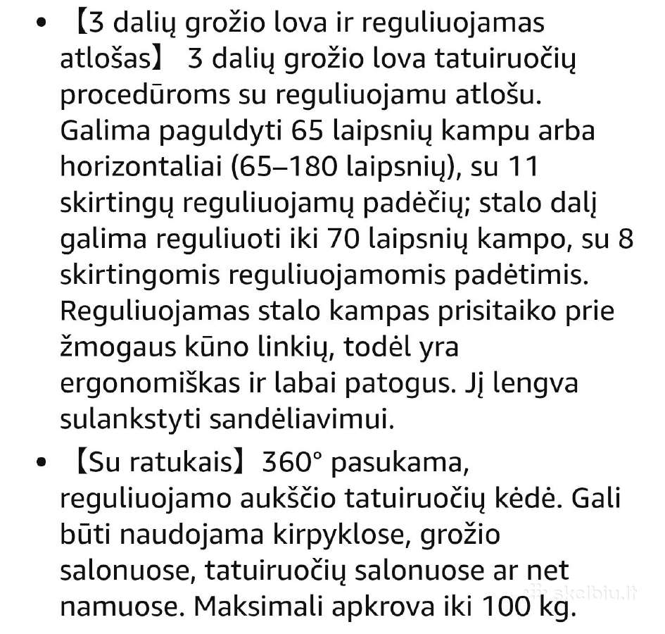 Kosmetologine kėdė -lova(gultas) - nuotraukos Nr. 5