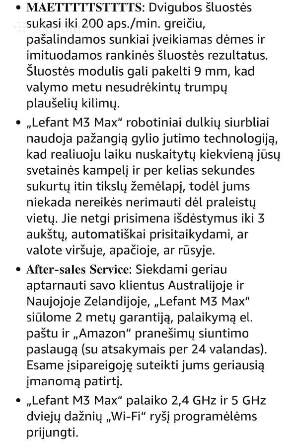 Dulkių siurblys robotas Lefant m3 max - nuotraukos Nr. 8