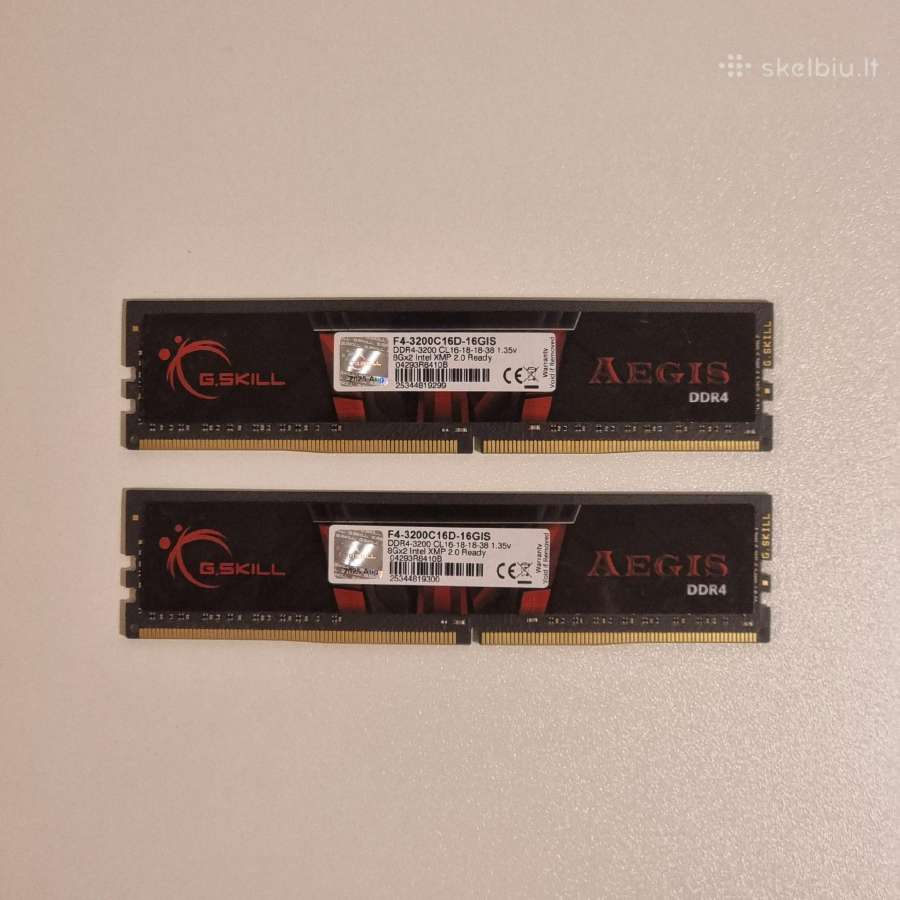 G.skill Aegis 16gb (2x8gb) Ddr4 3200mhz Cl16 - nuotraukos Nr. 3