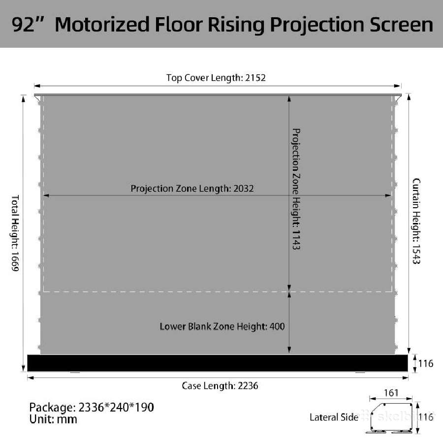 92 colių floor rising prokektoriaus ekranas Alr - nuotraukos Nr. 5