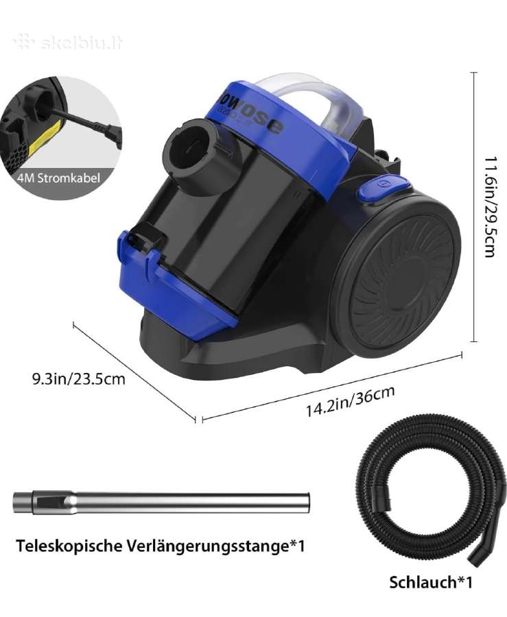Cilindrinis dulkių siurblys Bowose,1200w - nuotraukos Nr. 7