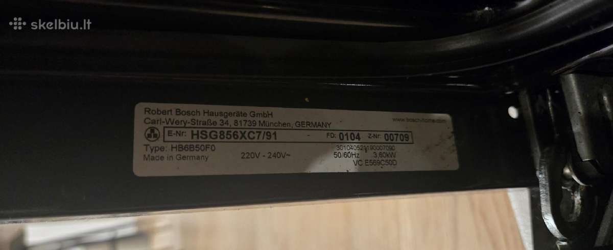 Orkaitė Bosch 8 serijos Hsg856xc7/91 (su defektu) - nuotraukos Nr. 3