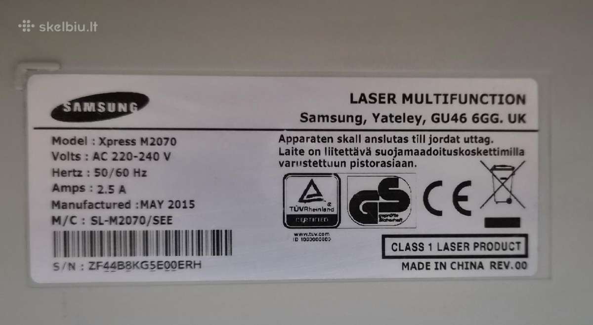 Samsung Xpress M2070 Mfu „3-in-1“ - nuotraukos Nr. 2