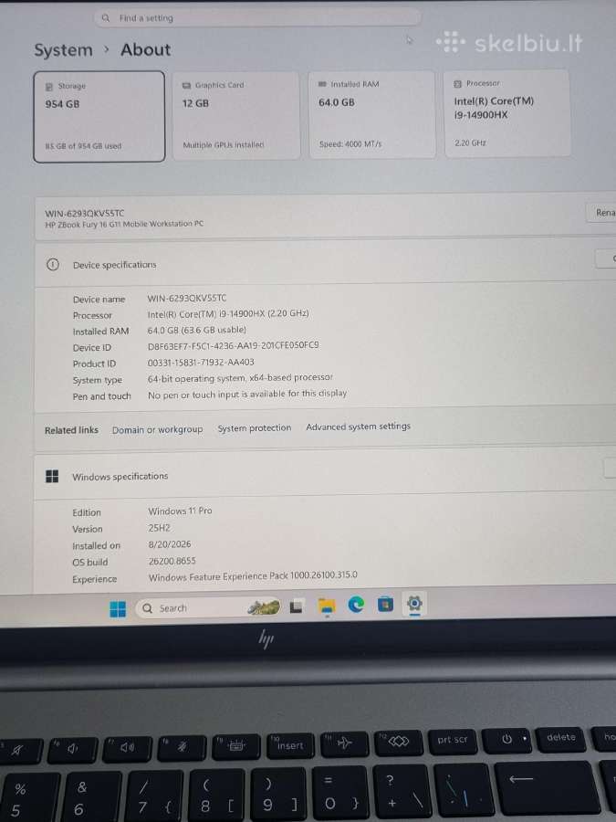 Hp Zbook Fury G11 i9 Ada 4000 - nuotraukos Nr. 8