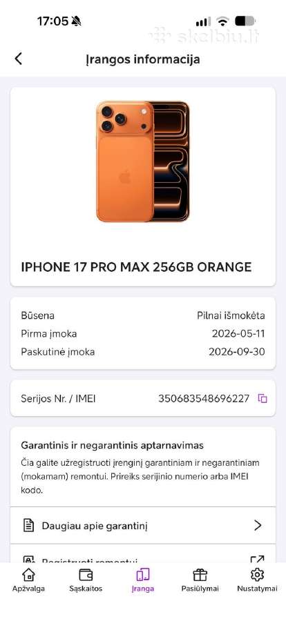 iPhone Pro Max 17 su garantija - nuotraukos Nr. 7