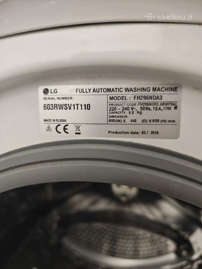 Skalbimo mašina LG 6kg - nuotraukos Nr. 2