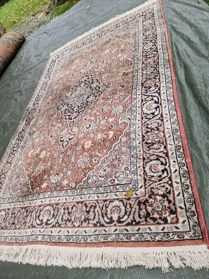 Vintažinis rankų darbo Kašmyro kilimas su šilku - nuotraukos Nr. 7