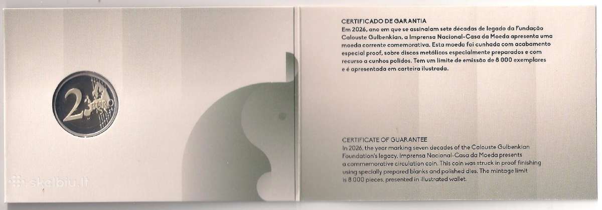 Portugalija 2026 Gulbenkian labdaros fondas Proof - nuotraukos Nr. 5