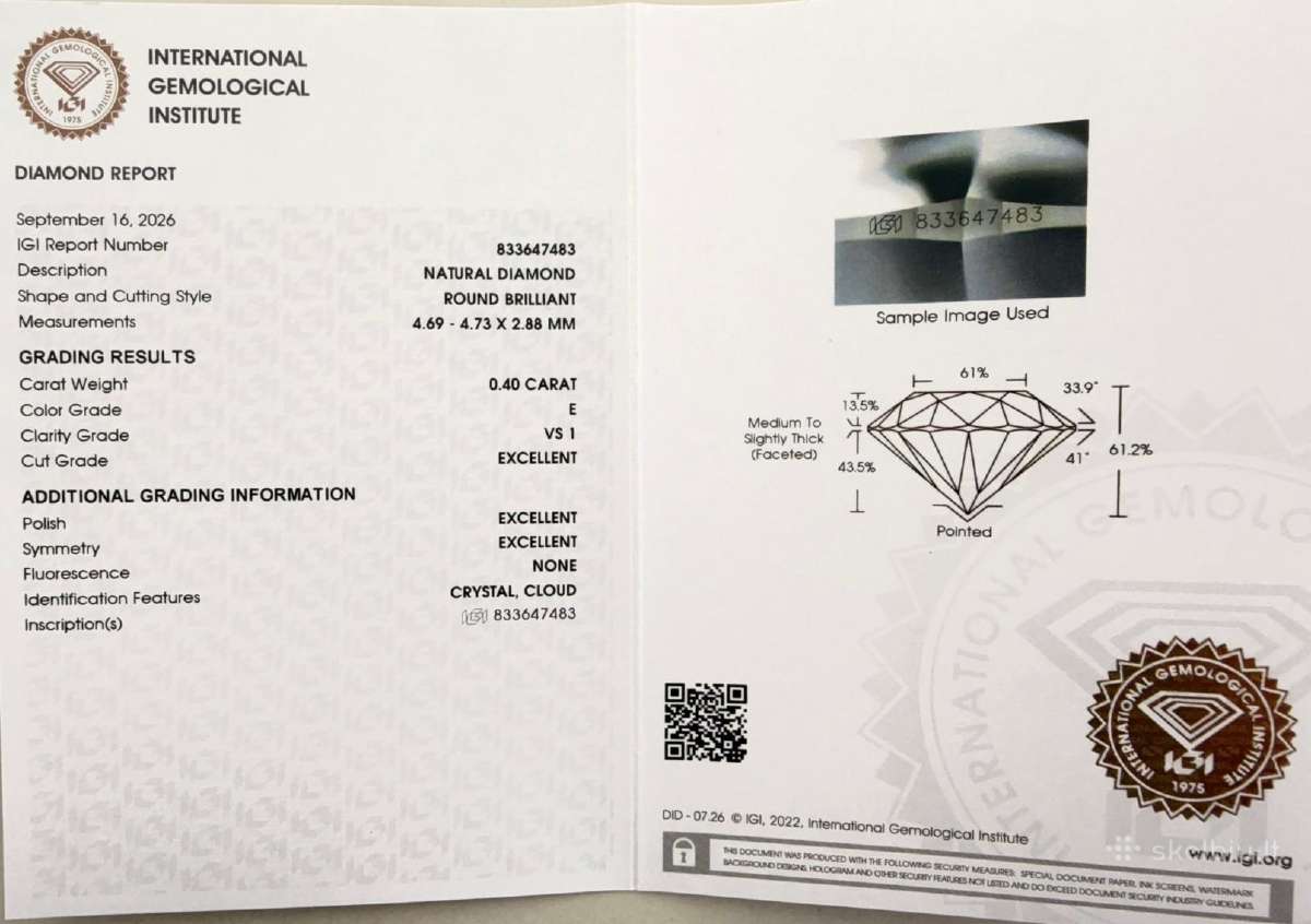 Natūralus briliantas 0.40 ct - nuotraukos Nr. 3