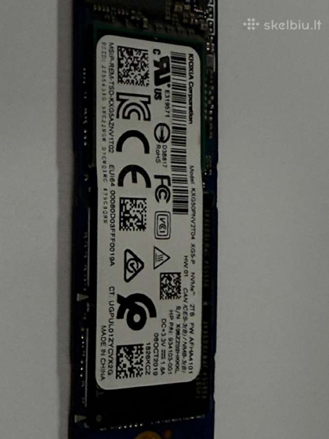 Kioxia Xg5-p 2tb Nvme M.2 SSD Pcie 3.0 x4 - nuotraukos Nr. 2