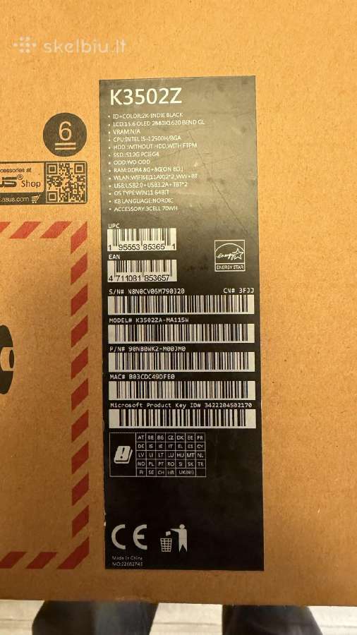 Asus Vivobook S15 Oled K3502 (12th Gen Intel) 15.6 - nuotraukos Nr. 3