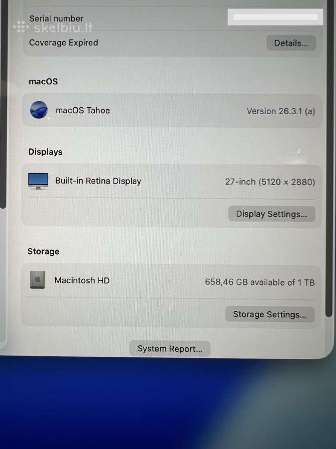 Apple iMac 27 Retina 5k (2020) i9 1tb SSD - nuotraukos Nr. 8