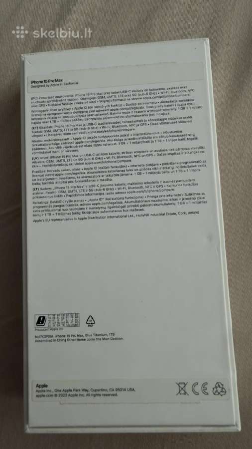 iPhone 15 Pro Max 1tb (Blue Titanium) – Pilnas kom - nuotraukos Nr. 2