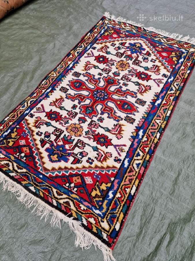 Vintažinis vilnonis rankų darbo afganų kilimas - nuotraukos Nr. 22