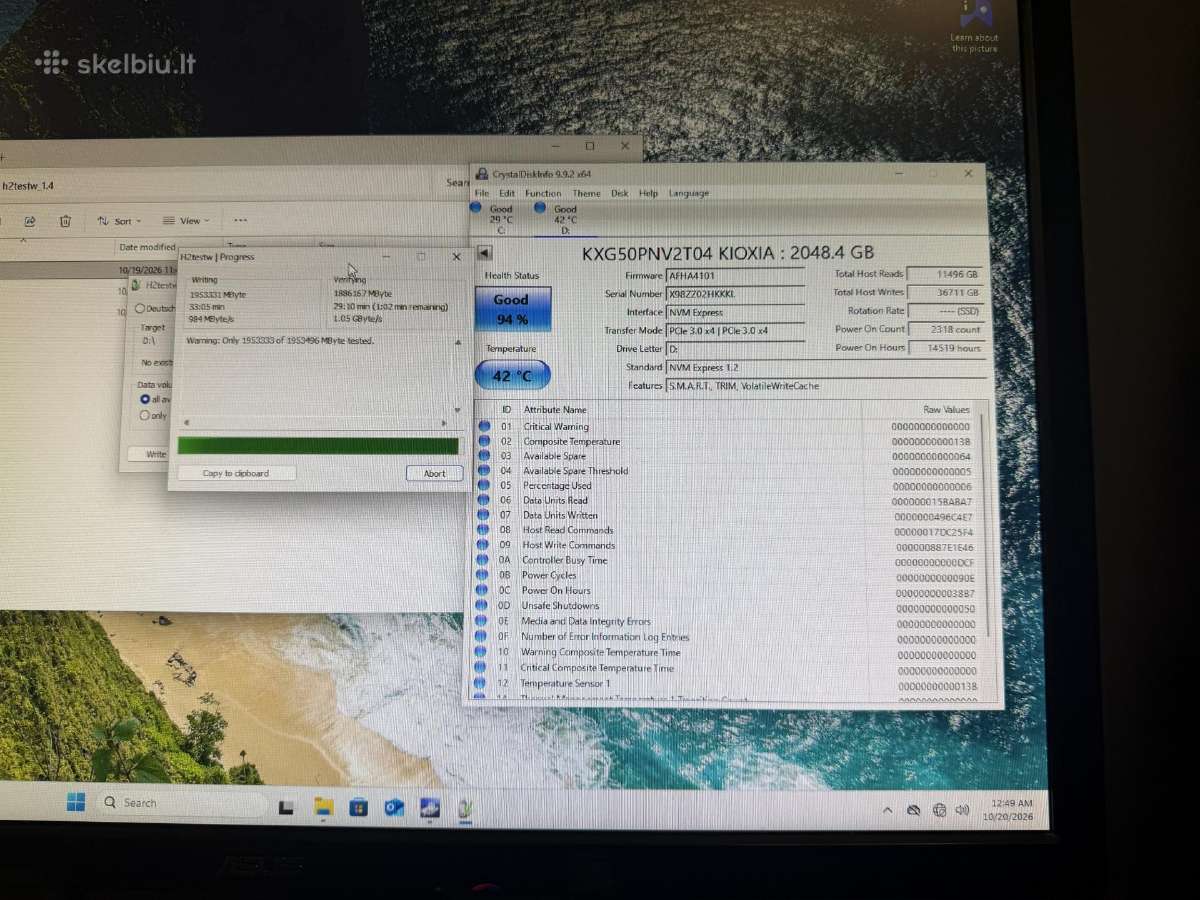 Kioxia Xg5-p 2tb Nvme M.2 SSD Pcie 3.0 x4 - nuotraukos Nr. 4
