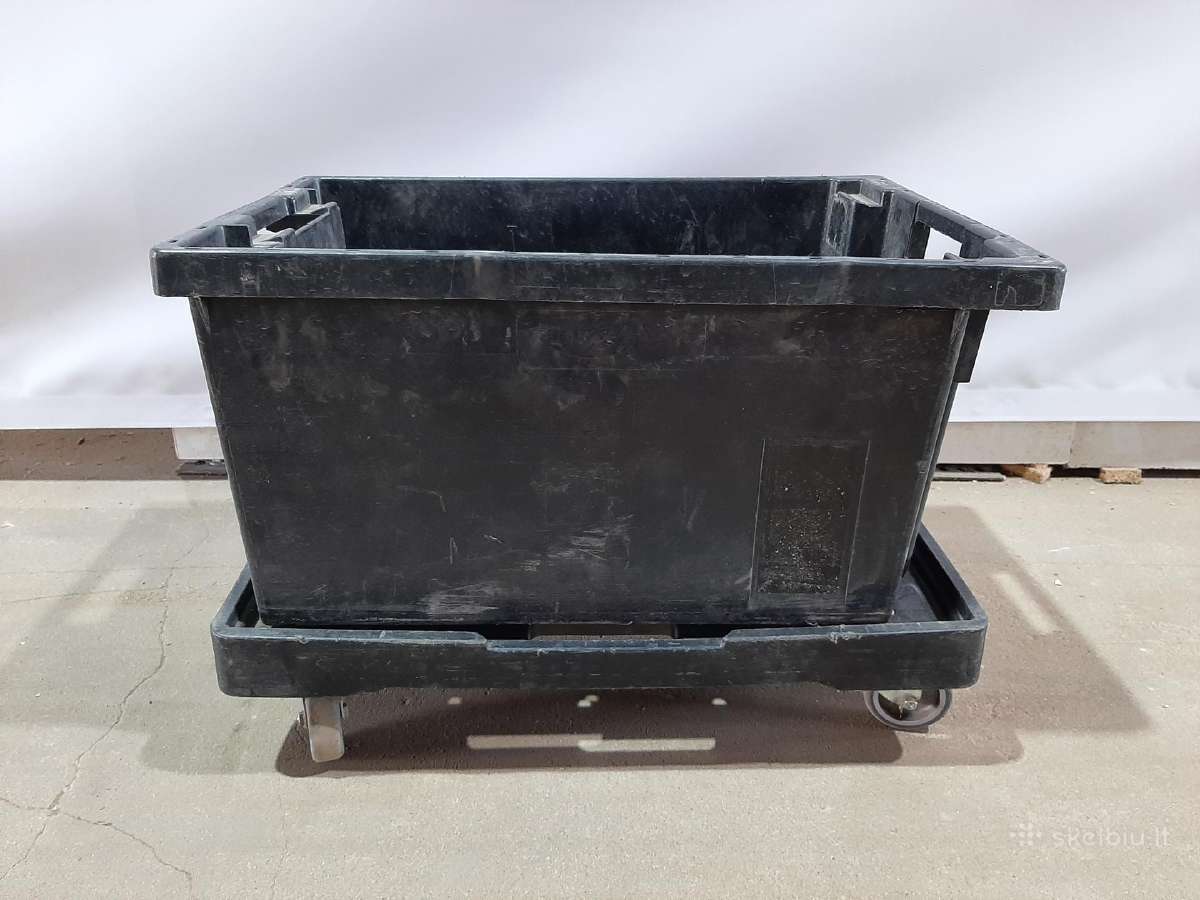 Didelė plastikinė dėžė su transportavimo vežimėliu - nuotraukos Nr. 3