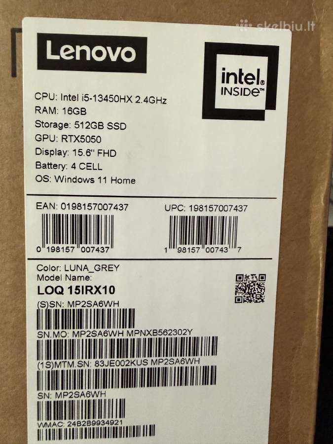 Lenovo Loq 15 Rtx 5050 - nuotraukos Nr. 11