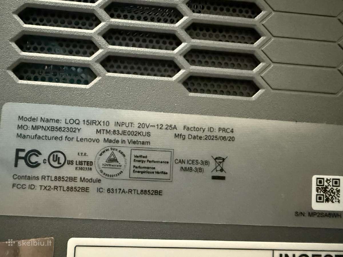 Lenovo Loq 15 Rtx 5050 - nuotraukos Nr. 12
