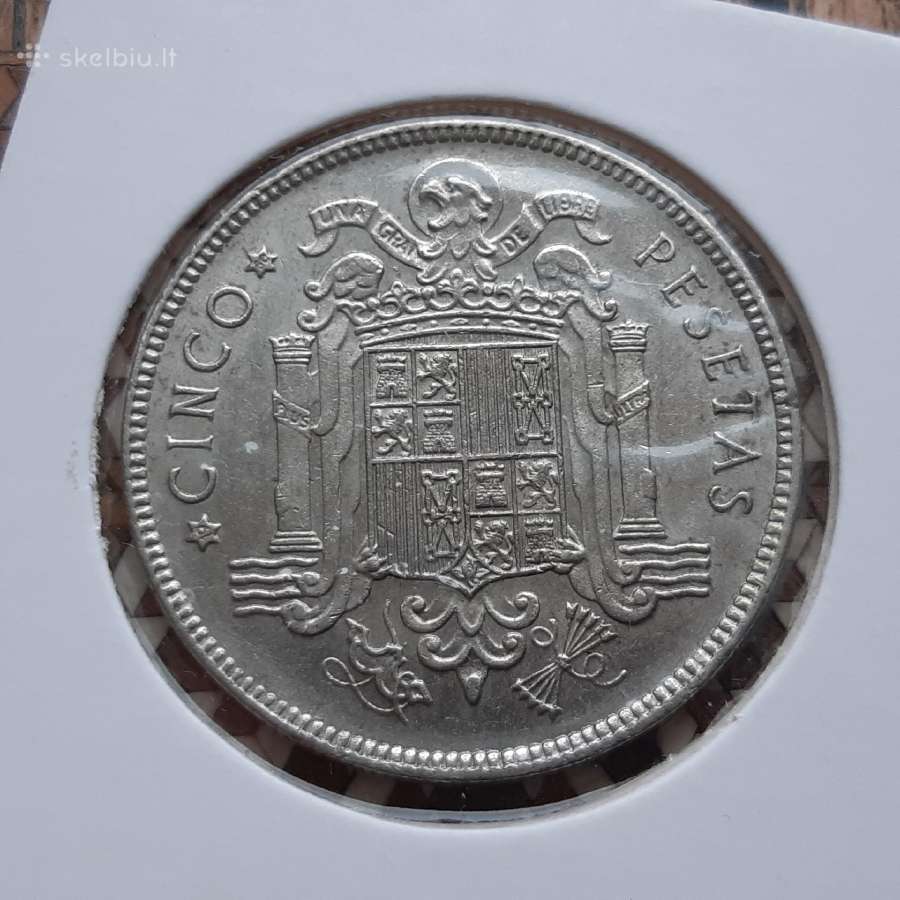 Ispanija 5 pesetos Franco 1949 - nuotraukos Nr. 2