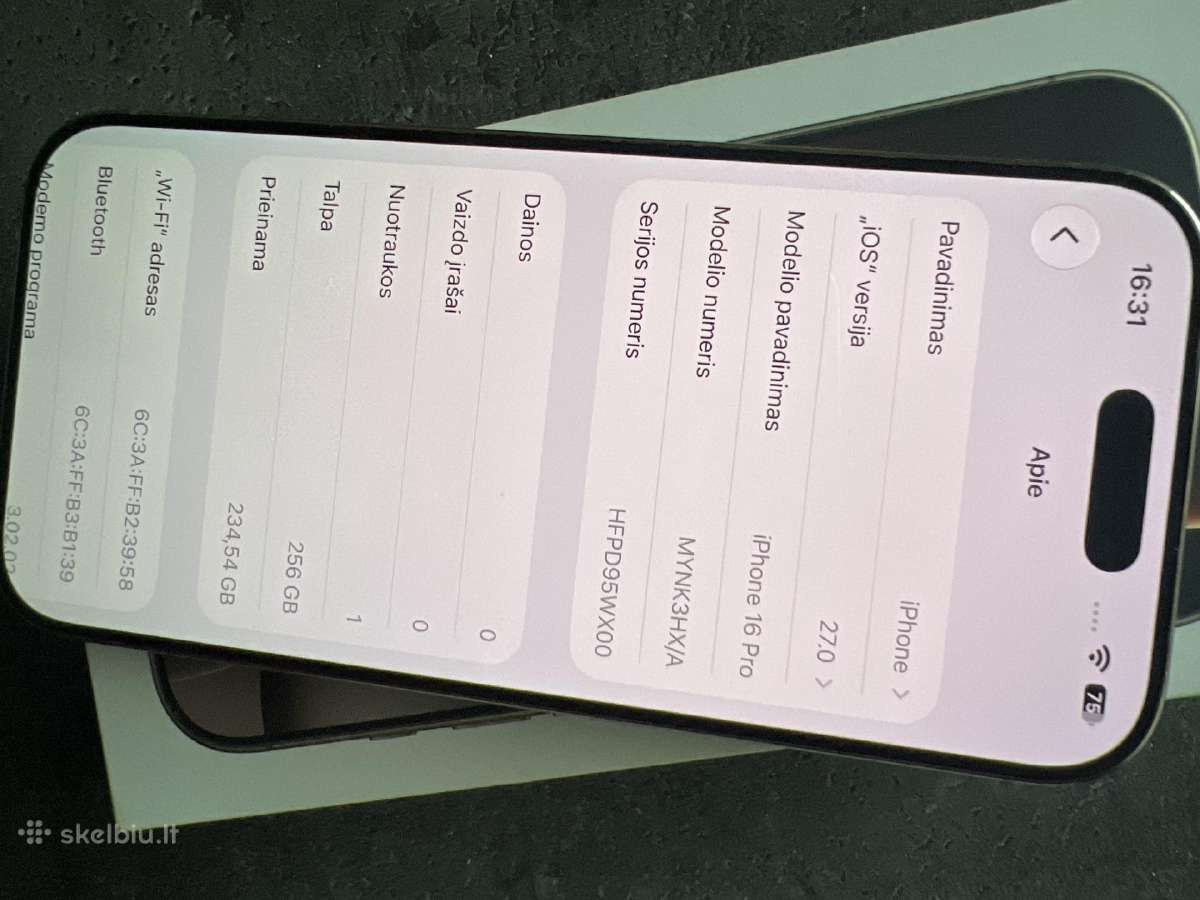 iPhone 16 pro 256 GB - nuotraukos Nr. 6