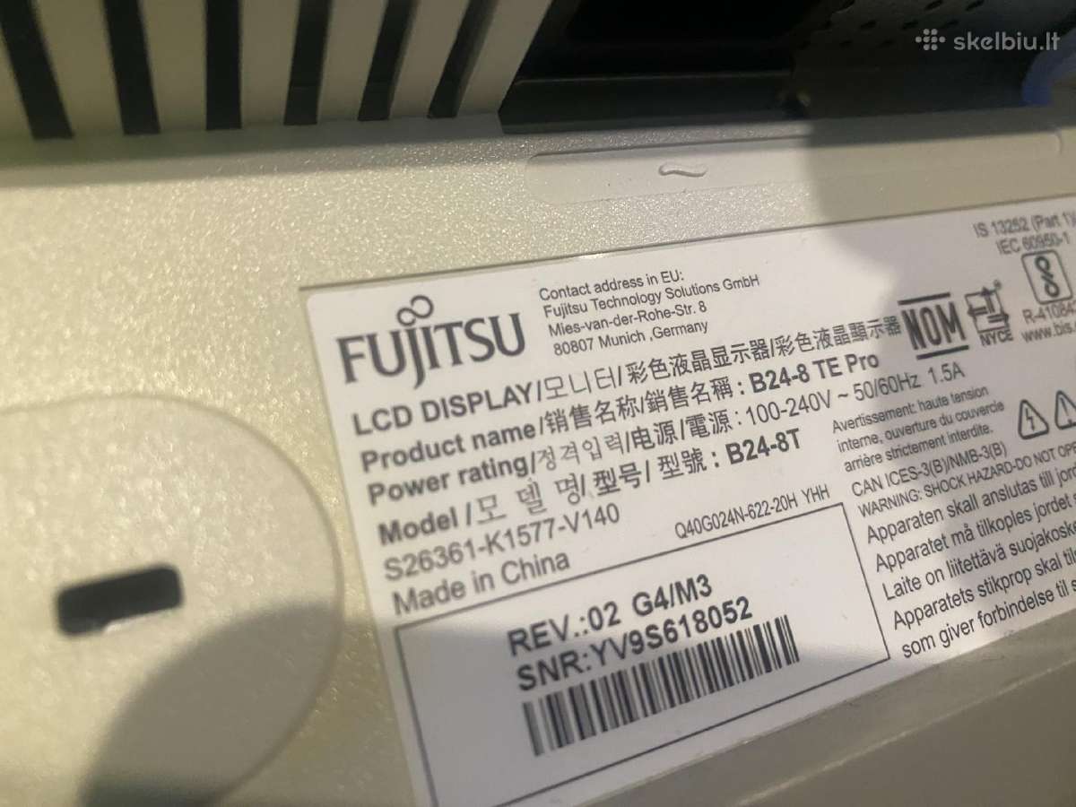 Fujitsu B24-8 Te Pro 24 coliu, 1080p 60hz - nuotraukos Nr. 4