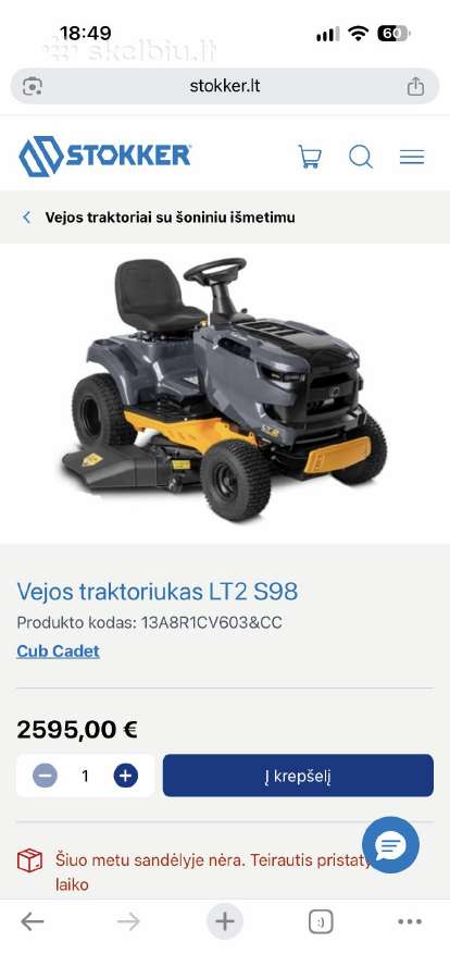 Sodo traktoriukas Cub cadet - nuotraukos Nr. 7