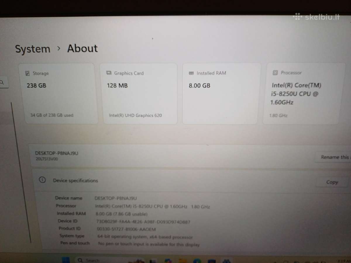 Lenovo Thinkpad L480 I5-8250u - nuotraukos Nr. 6