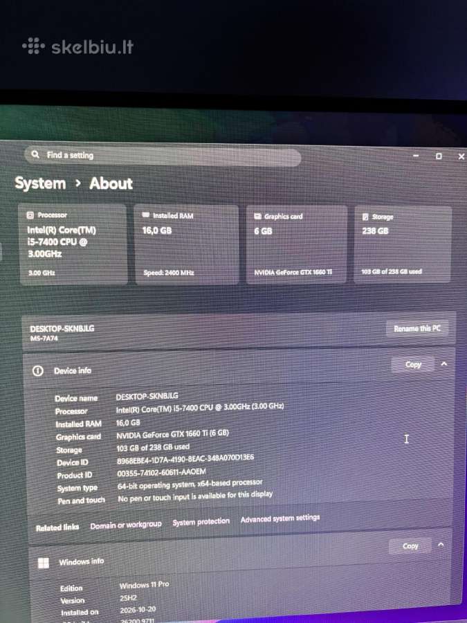Full Gaming setup Gtx 1660 6gb, 16 GB ddr4 - nuotraukos Nr. 7