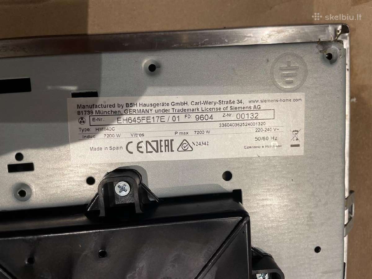 Siemens indukcinė kaitlentė Eh645fe17e/01 7200w - nuotraukos Nr. 2