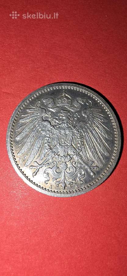 Vokietija 1 markė 1914 A,sidabras 0,900 - nuotraukos Nr. 2