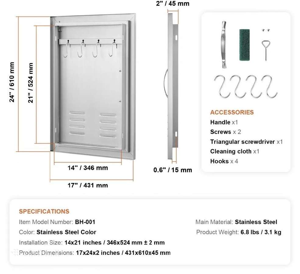 Nerūdijančio plieno durelės lauko virtuvei - nuotraukos Nr. 4