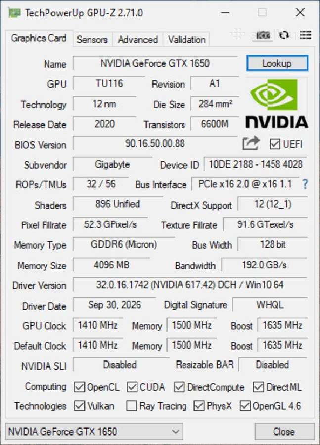 Gigabyte Geforce Gtx 1650 Gddr6 Oc 4gb - nuotraukos Nr. 5