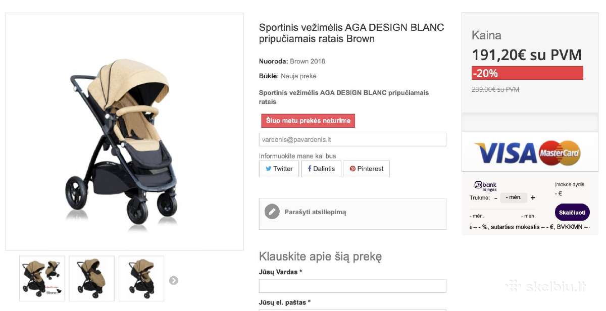 Sportinis vežimėlis Aga Design Blanc - nuotraukos Nr. 2