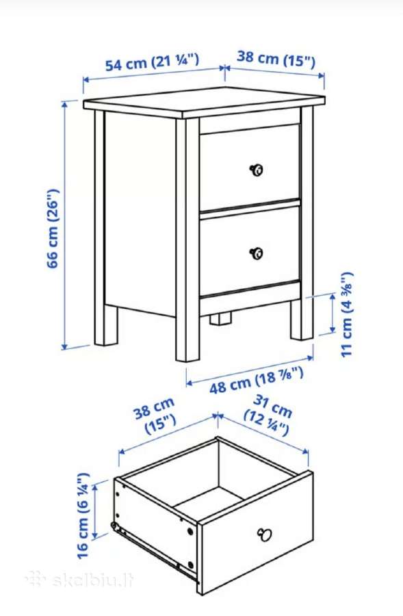 Parduodama Ikea Malm lova ir Hemnes spintelė - nuotraukos Nr. 3