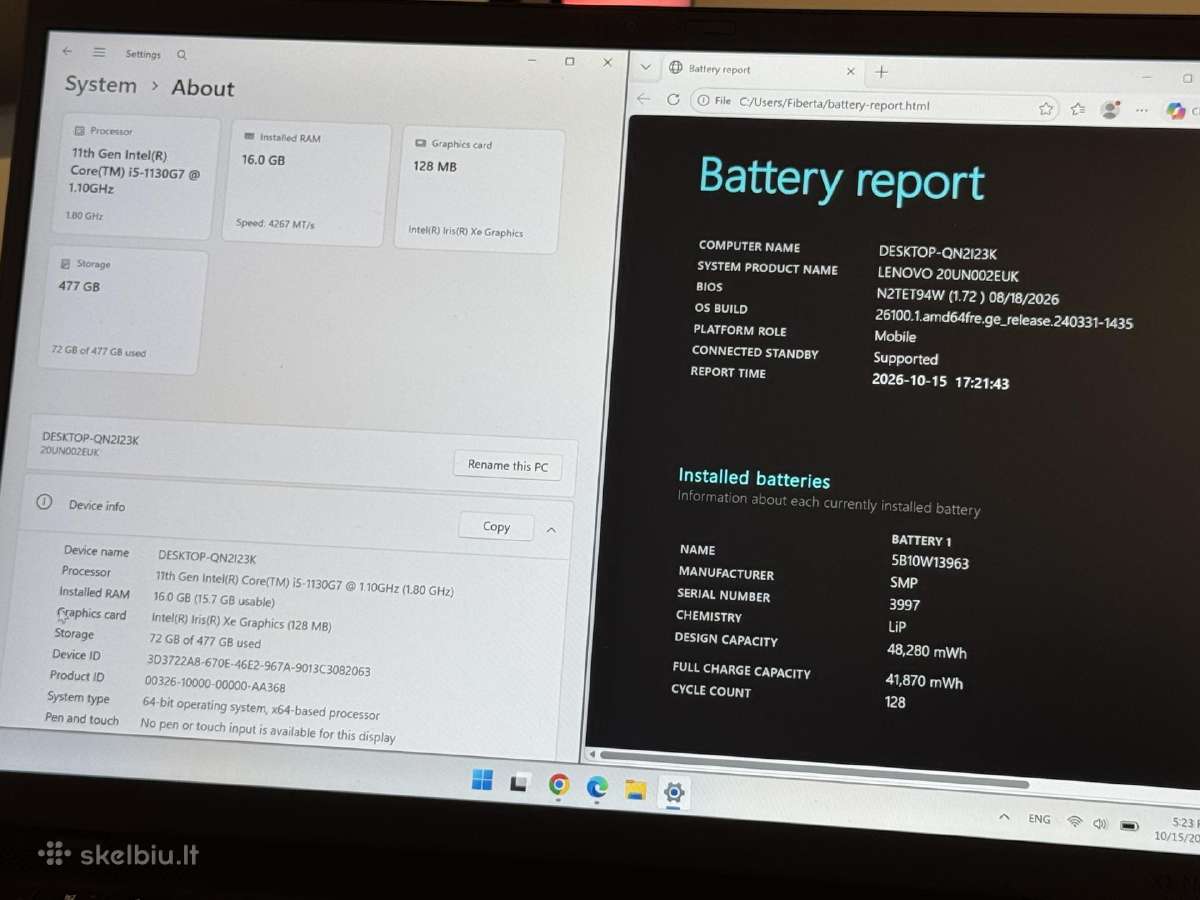 Lenovo Thinkpad X1 Nano i5-1130g7 16gb 512gb 900g - nuotraukos Nr. 5
