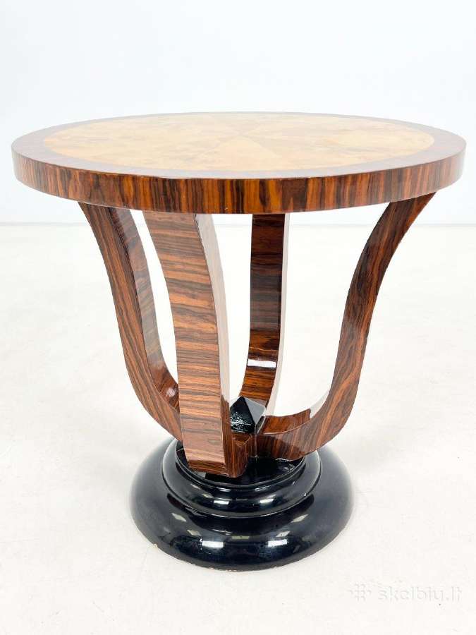 Art deco stiliaus apvalus riešutmedžio staliukas - nuotraukos Nr. 4