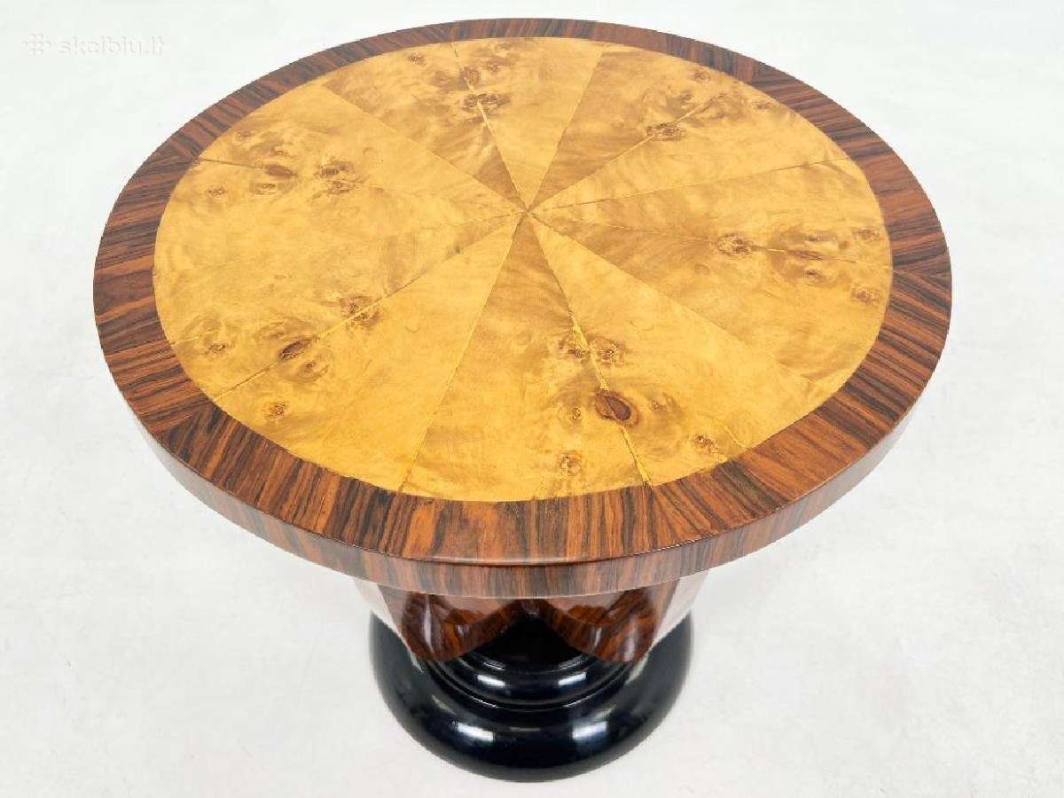 Art deco stiliaus apvalus riešutmedžio staliukas - nuotraukos Nr. 6