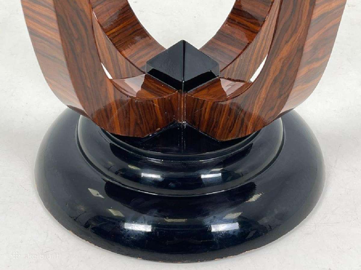 Art deco stiliaus apvalus riešutmedžio staliukas - nuotraukos Nr. 7