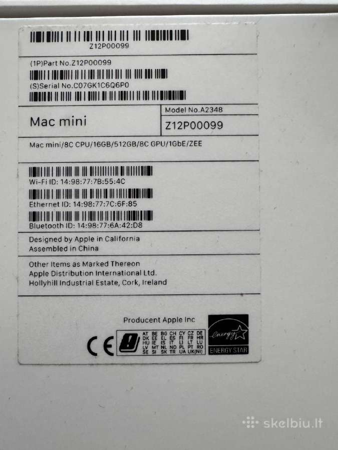 Mac Mini M1, 2020 16gb/512gb - nuotraukos Nr. 2