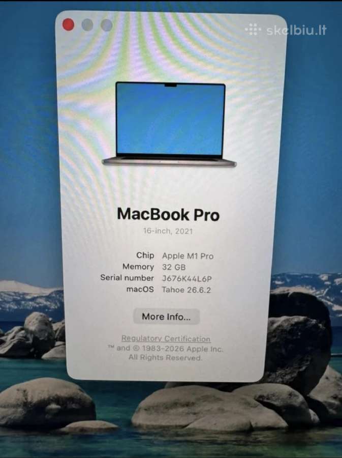 MacBook Pro 16 M1 Pro / 32 GB / 1 TB / Silver - nuotraukos Nr. 8