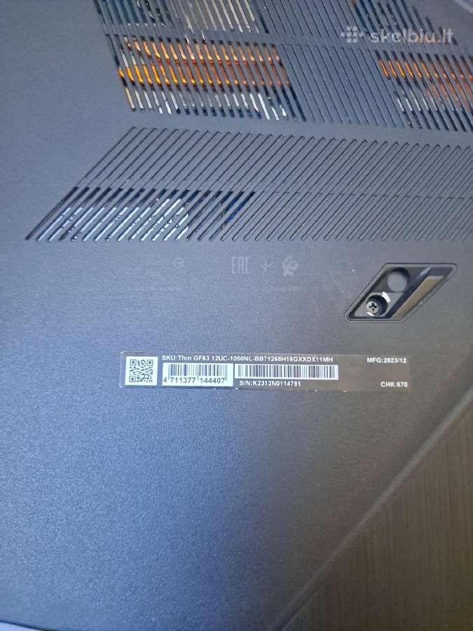 Msi thin gf63 12uc i7/ssd512/16gb/rtx3050 - nuotraukos Nr. 4