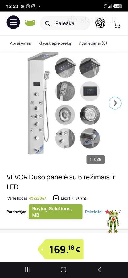 Nerūdijančio plieno dušo panelė - nuotraukos Nr. 3