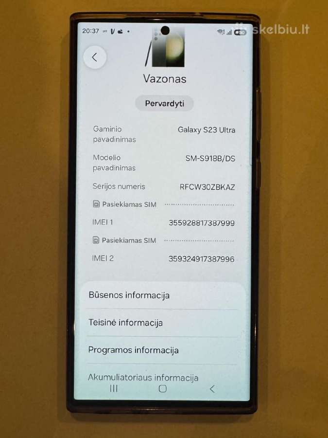 Samsung Galaxy 23 ultra telefonas 256gb 8gb RAM - nuotraukos Nr. 3