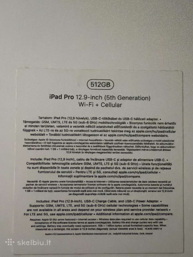 iPad Pro 12.9" 5.gen 512gb WiFi + Cellular - nuotraukos Nr. 2